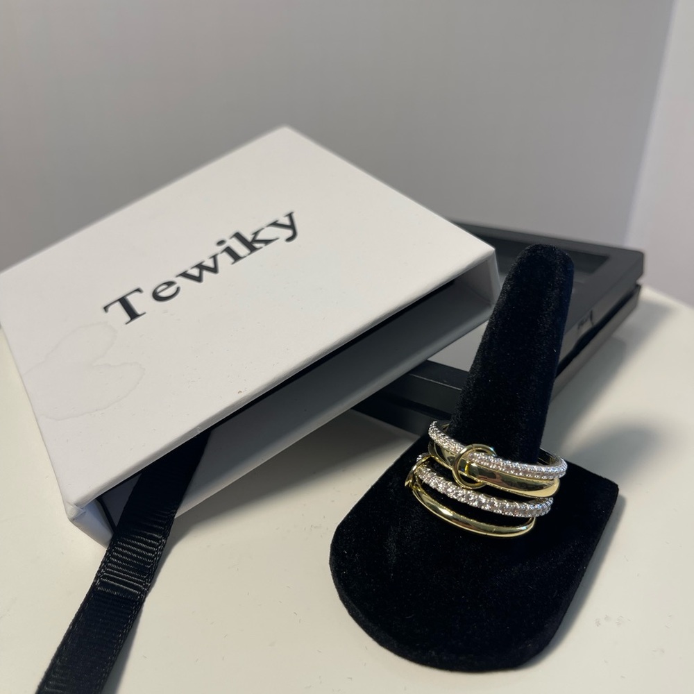 Tewiky Gold and Silver Stacking Rings Size 10 NIB **